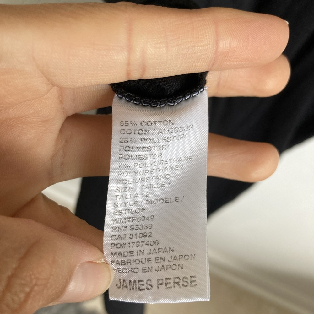 james perse T Shirt dress Medium Black Short Sleeve Midi - Picture 4 of 5